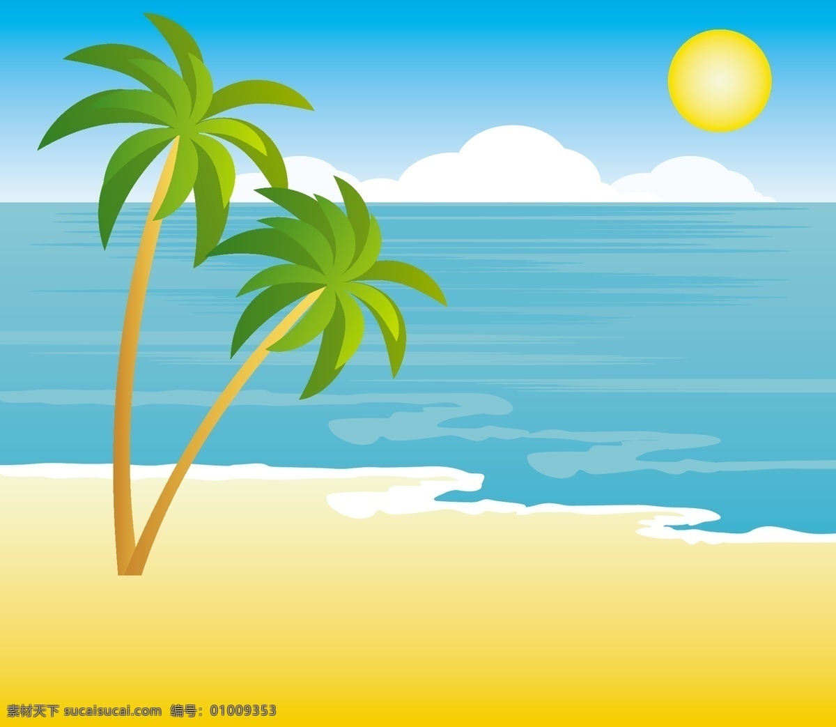 夏日 风景 海岸 沙滩 矢量图 其他矢量图