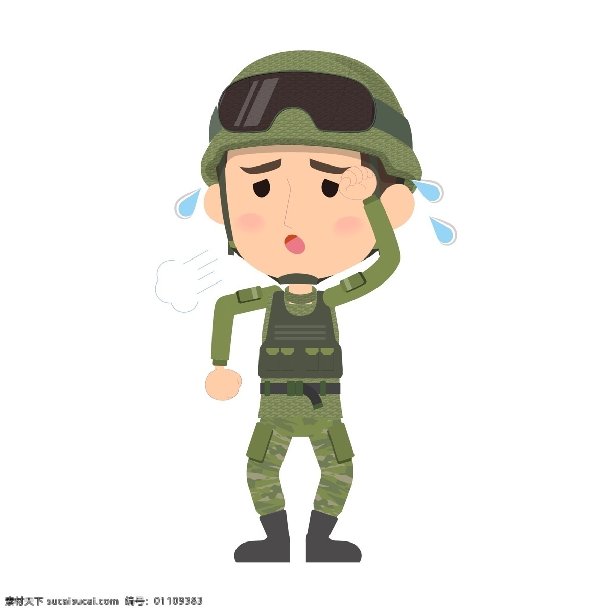 卡通战士 可爱 卡通 扁平化 战士 军人 士兵 迷彩服 人物 背景 海报 宣传 矢量素材 卡通军人