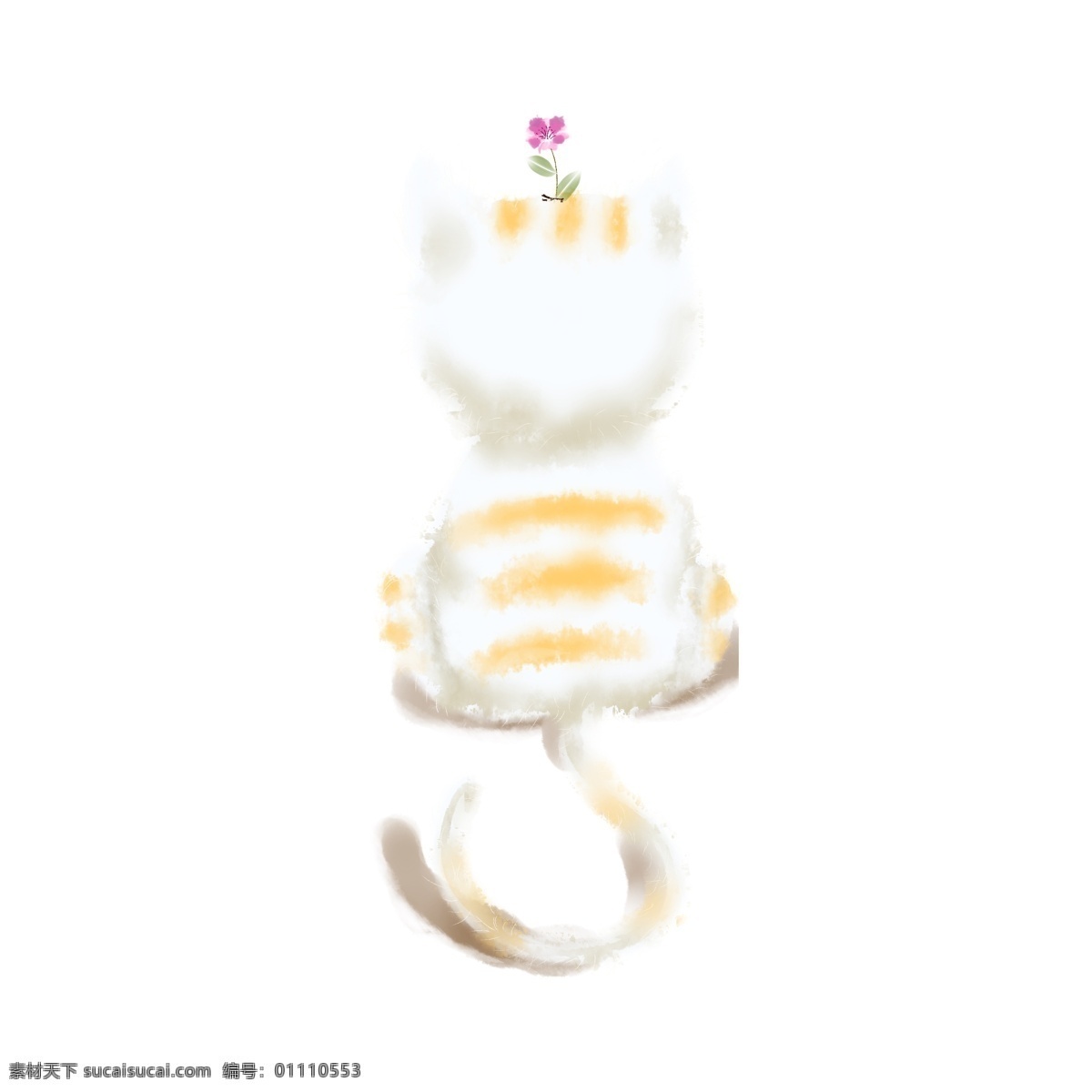 手绘 可爱 白色 小猫 元素 插画 卡通 透明素材 猫咪 动物 装饰图案 宠物