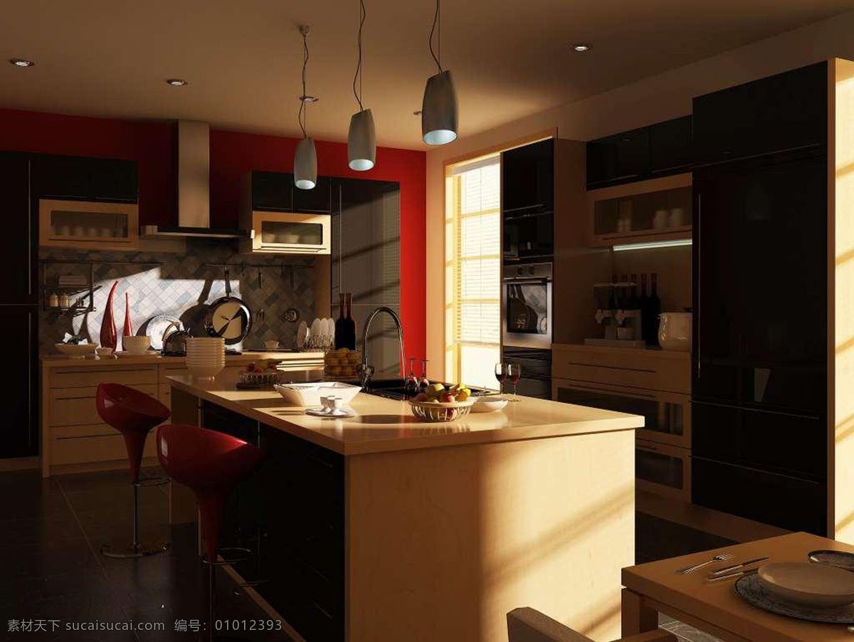 欧式 家居 厨房 古典欧式 室内设计 装修效果图 别墅厨房 家居装饰素材