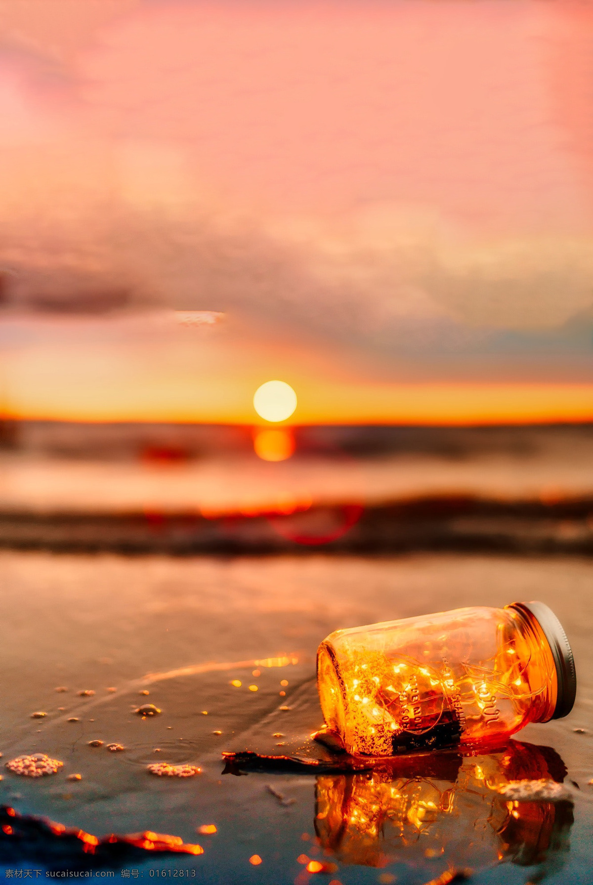 夕阳 海边 漂流 瓶 漂流瓶 橙色 夜色 晚霞 朦胧 自然景观 自然风景