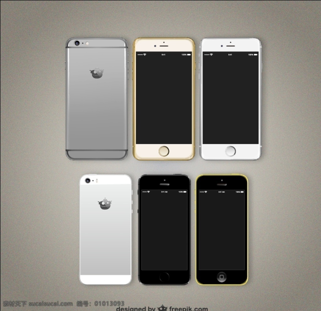 款 精美 苹果 手机 矢量图 6款精美 苹果手机设计 iphone 矢量