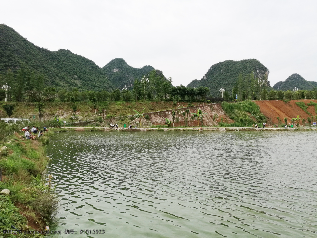 钓鱼台 山水风景 人工鱼塘 人工湖 园林绿化 综合摄影 自然景观