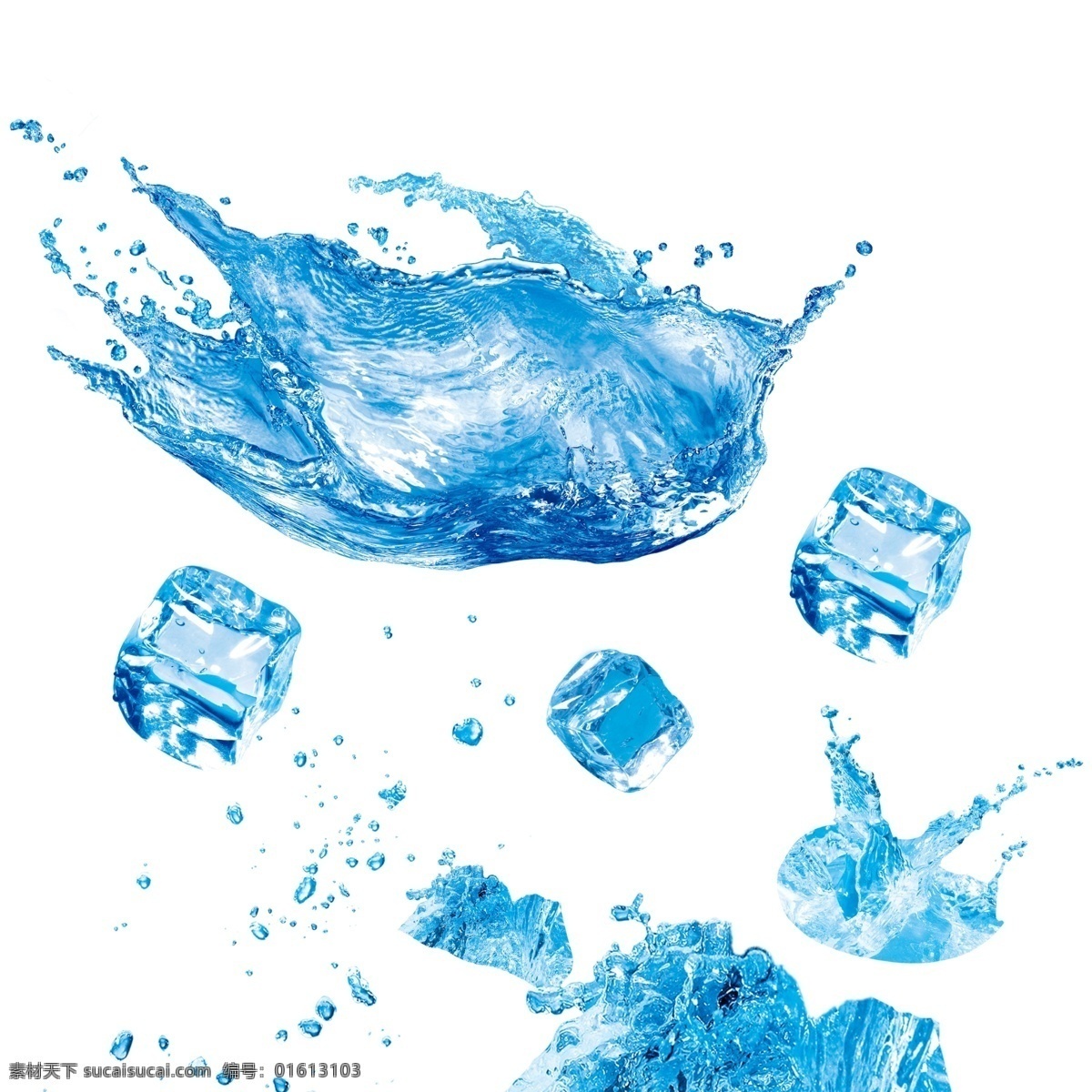 冰 水波 冰块 泼溅水 水珠 分层