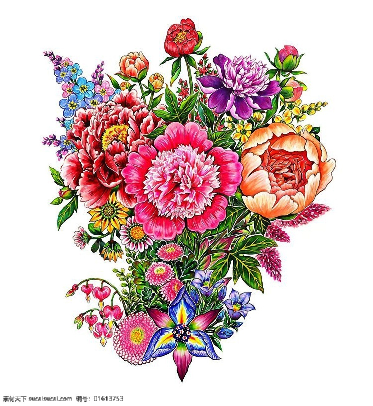 花卉 手绘 分层 油画 大牌 红花 文化艺术