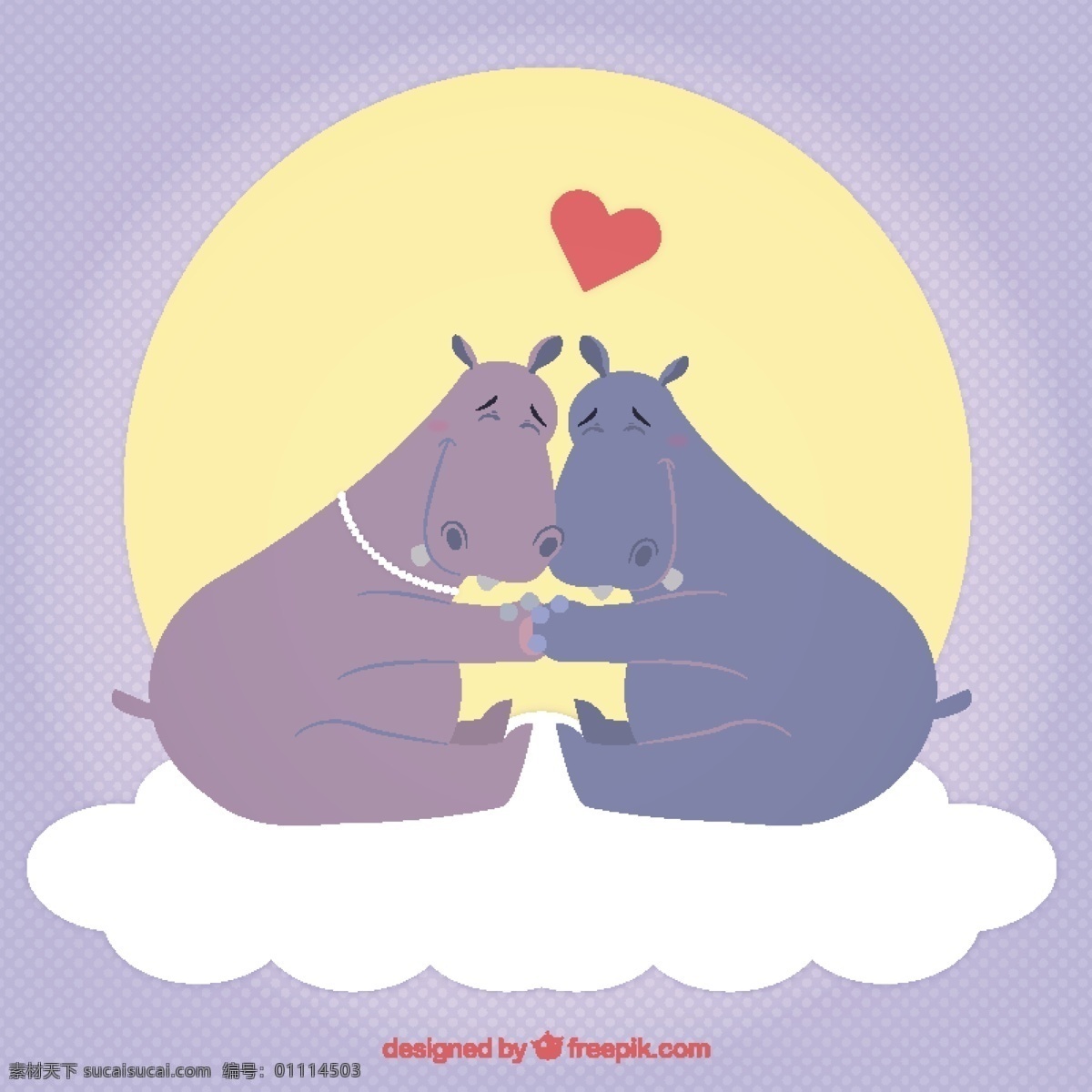 河马 夫妇 说明 心 爱动物 情人节 庆祝 情侣 插画 浪漫 美丽 爱情的夫妻 一天 二月 图文并茂 浪漫主义 白色
