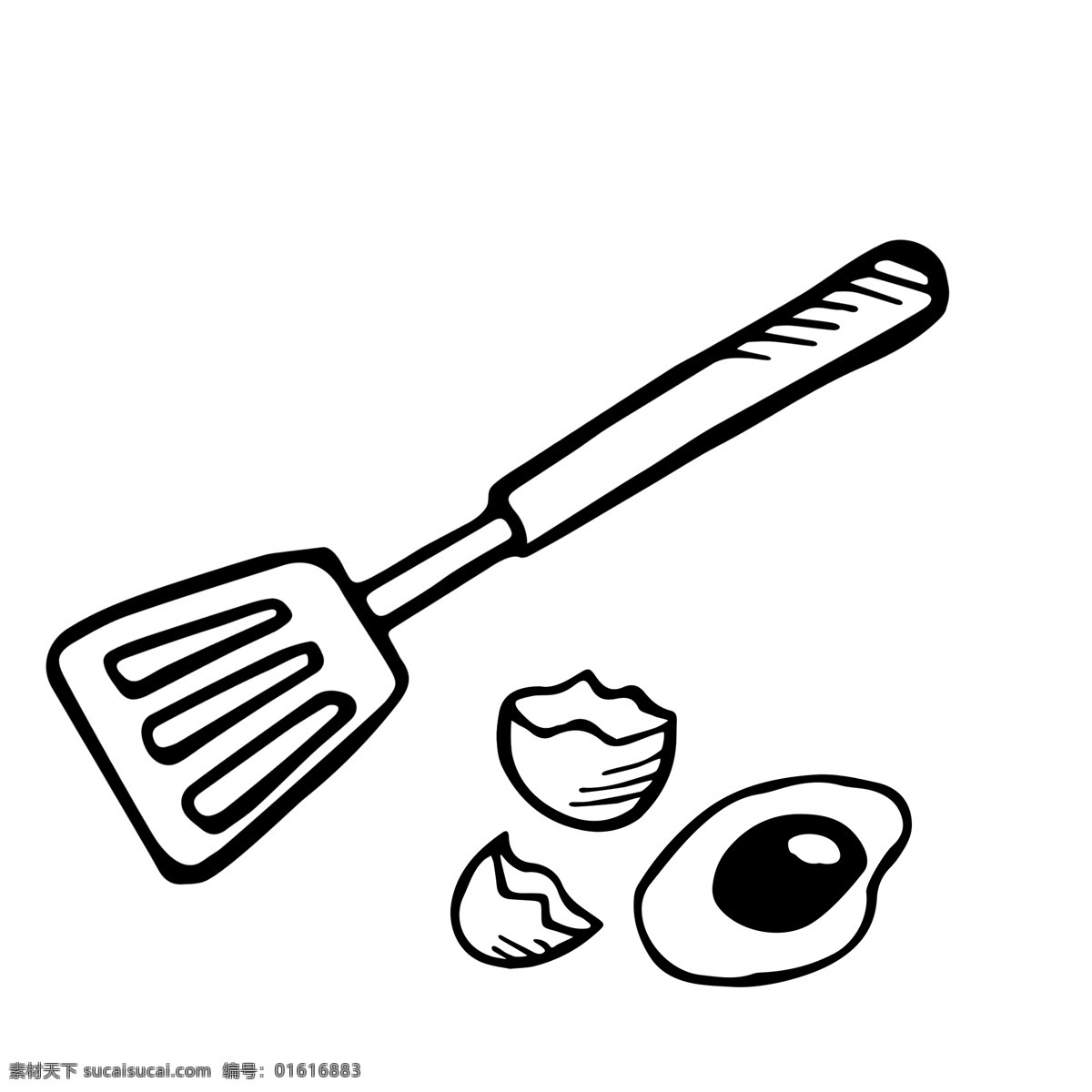手绘 厨房用品 装饰 线稿 插画 速写 素描 食物 咖啡厅 西餐 线描鸡蛋 中餐 手绘锅铲 手绘素描鸡蛋