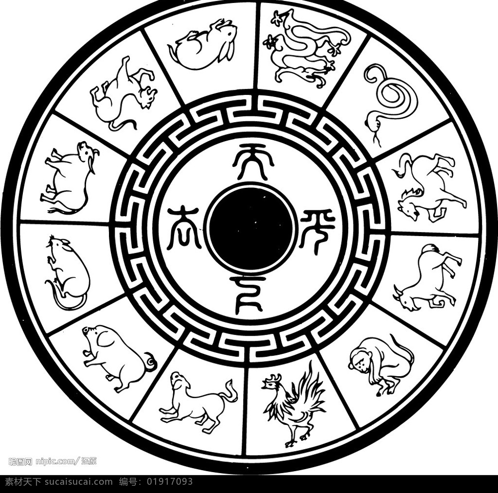 十二生肖 八卦图 其他矢量 矢量素材 花纹 矢量图库