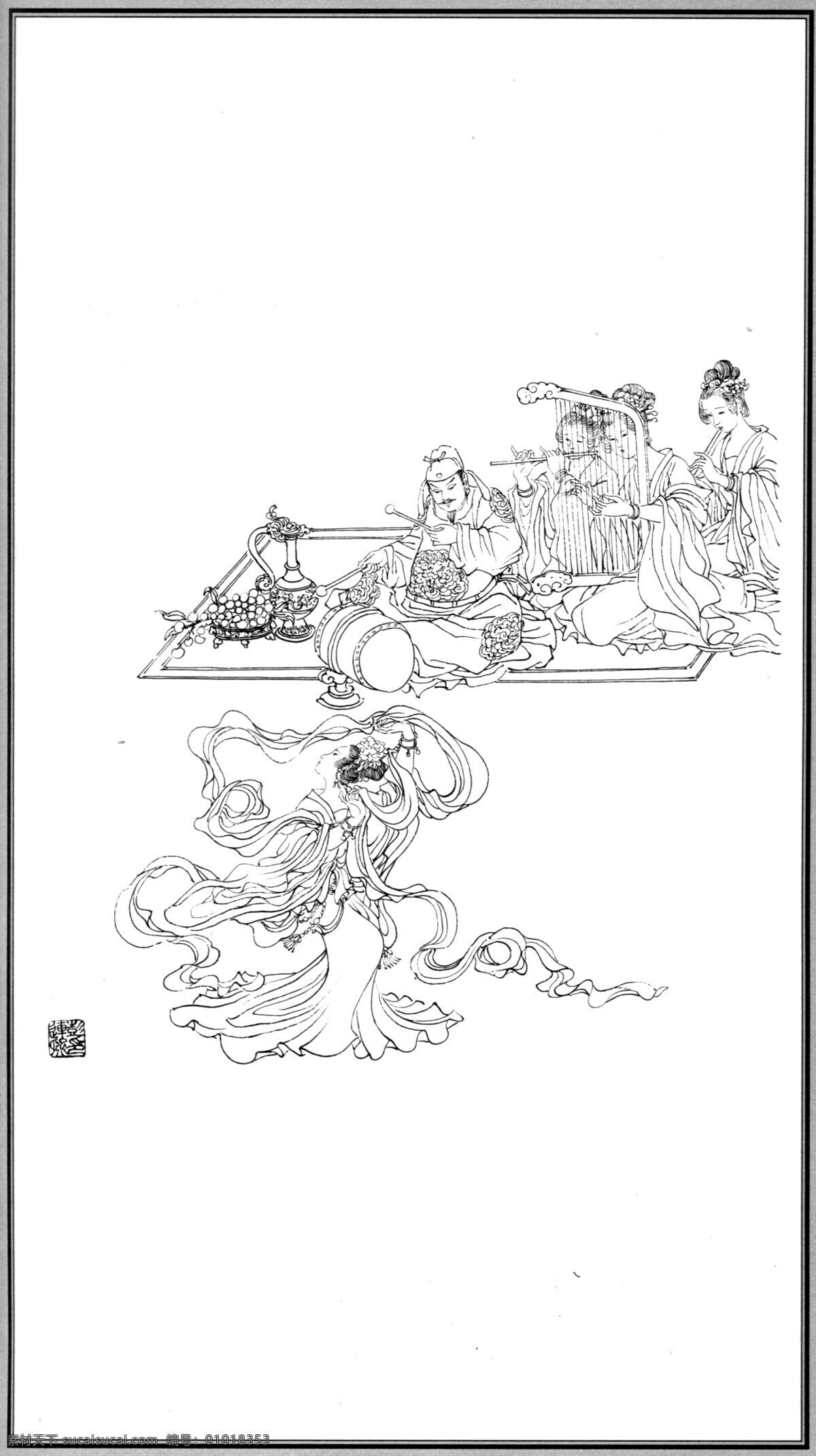 中国 神话 人物 梨园 神 唐明皇 彭连熙 线描 扫描 文化艺术 绘画书法 设计图库