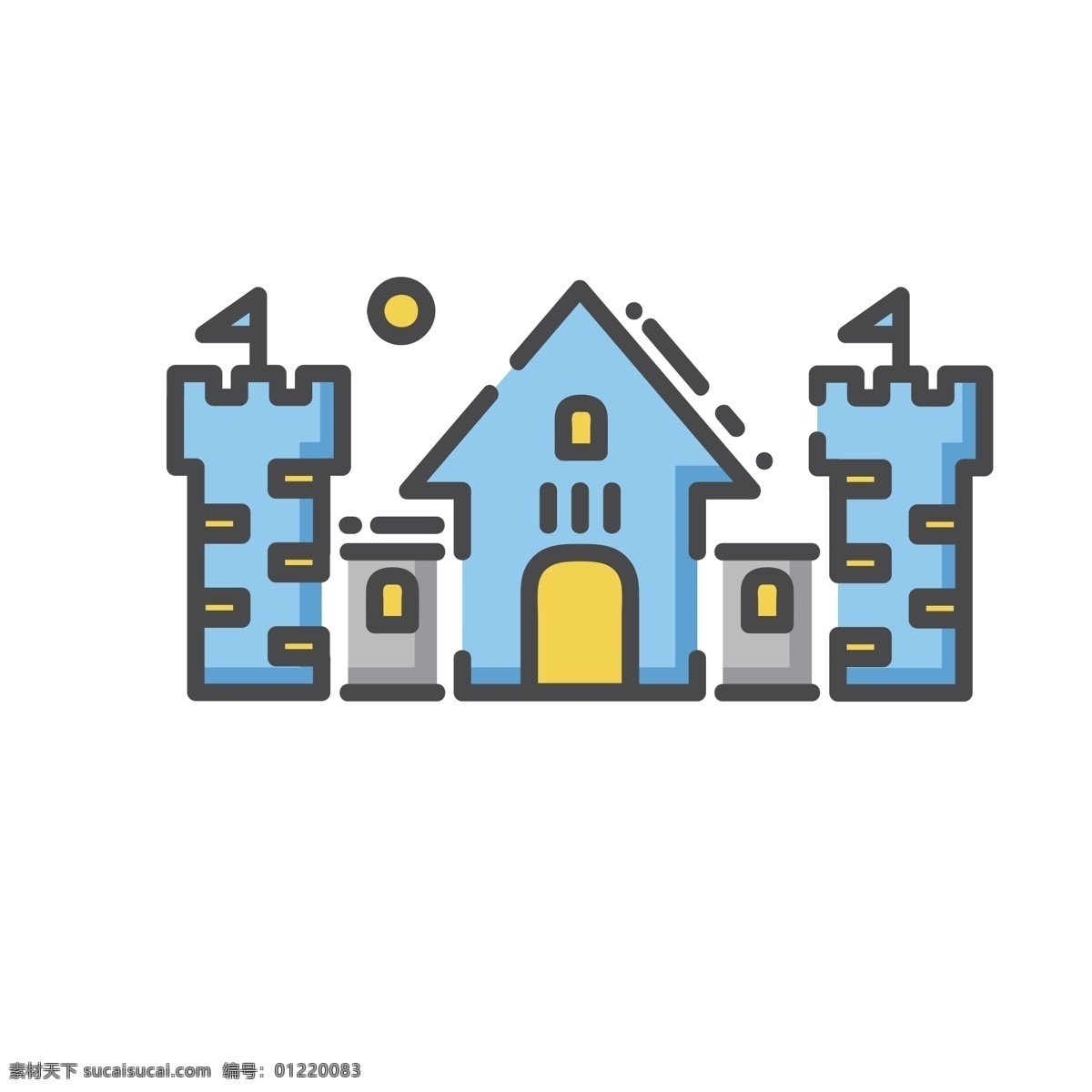 卡通城堡 古堡 城堡 扁平化ui ui图标 手机图标 界面ui 网页ui h5图标