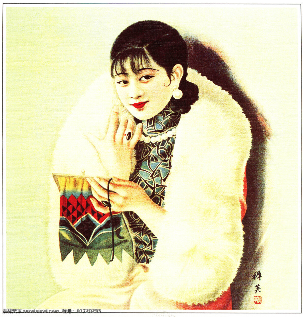 月份牌美女 月份牌 美女 老上海 经典怀旧 月份牌绘画 文化艺术 绘画书法 设计图库