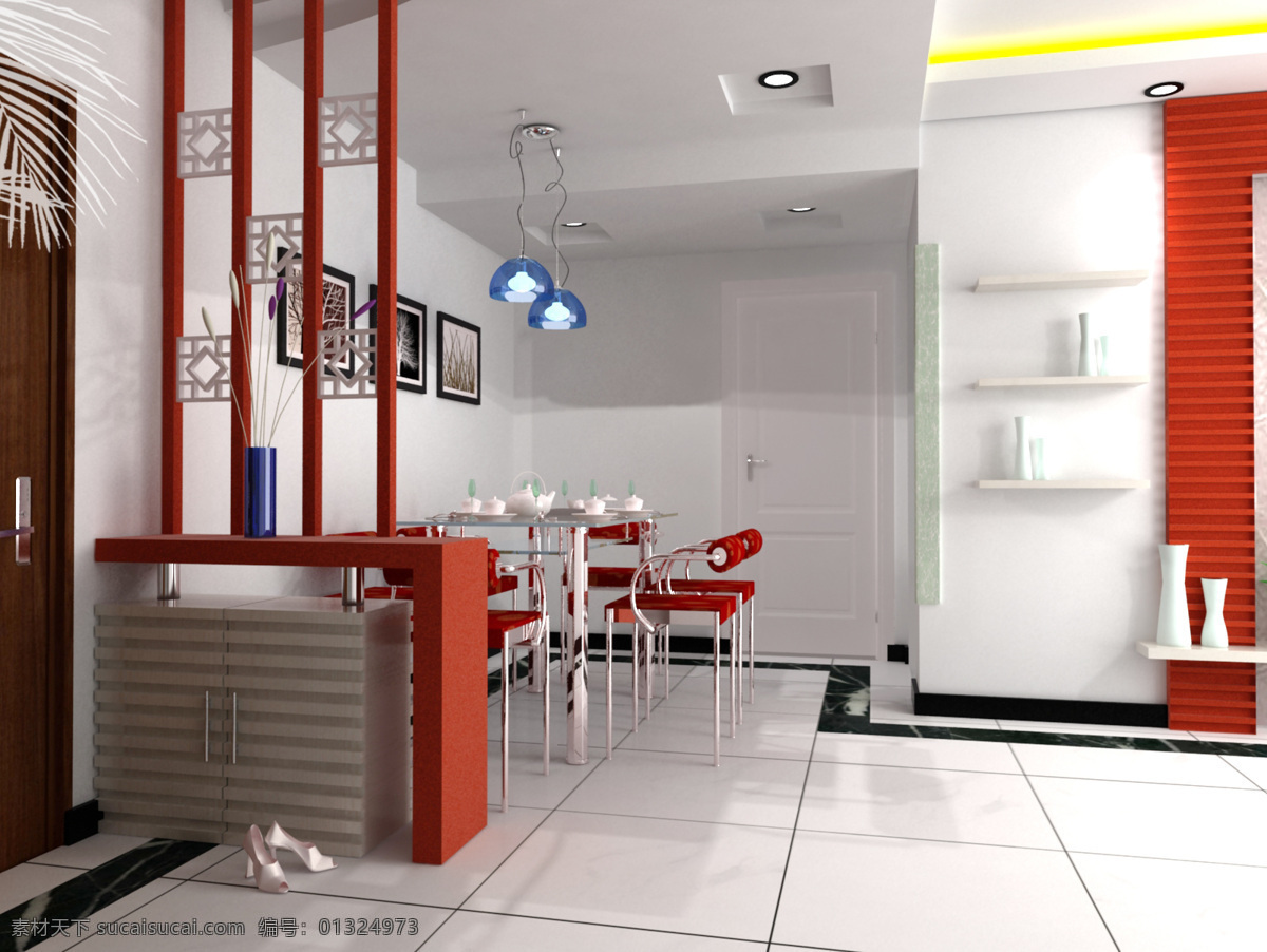 餐厅 效果图 3d设计 3d作品 背景墙 餐厅效果图 吊顶 客厅 玄关 鞋柜 装饰素材