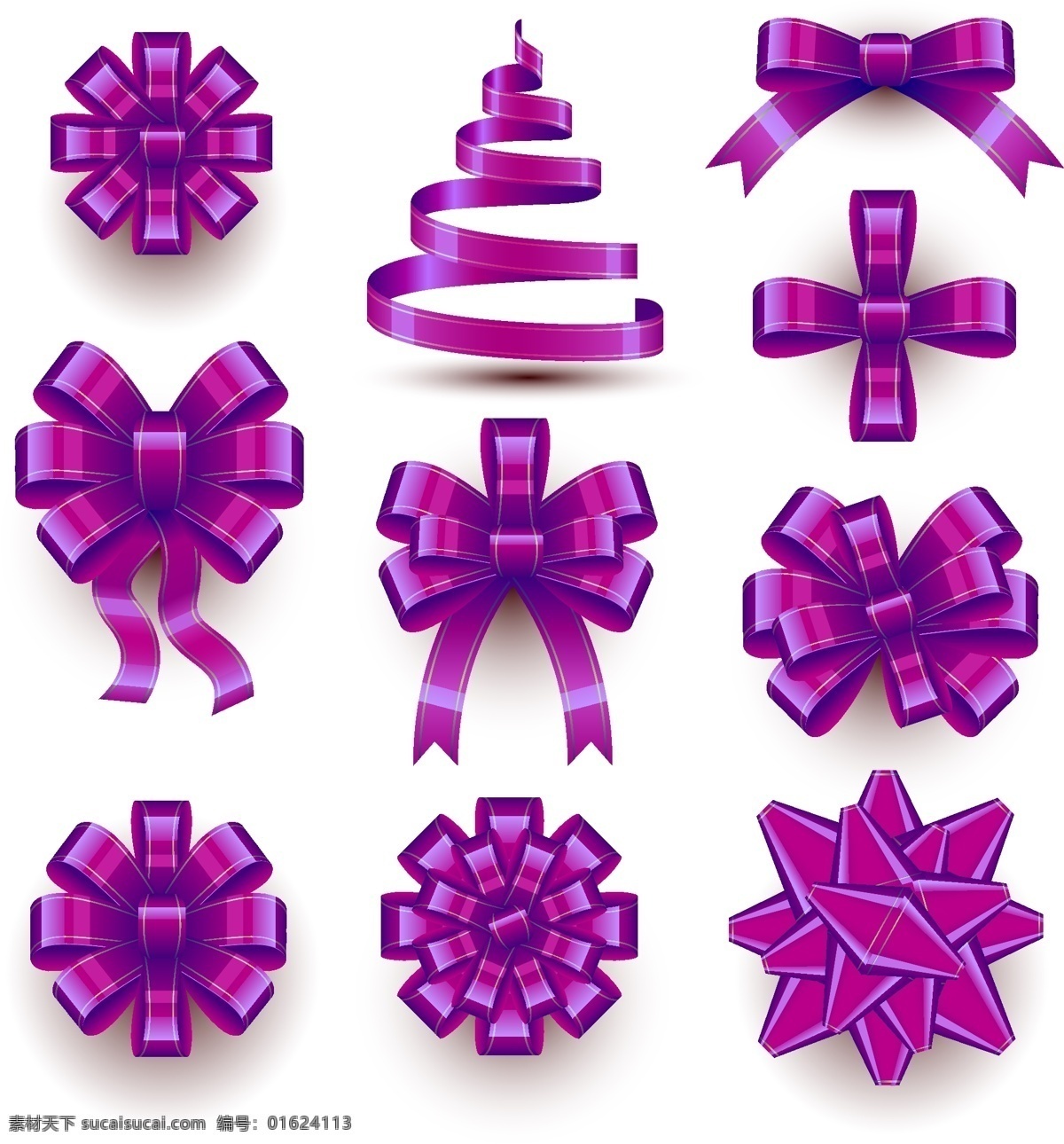 紫色 丝带 蝴蝶结 丝带花 包装袋 矢量图 矢量 高清图片