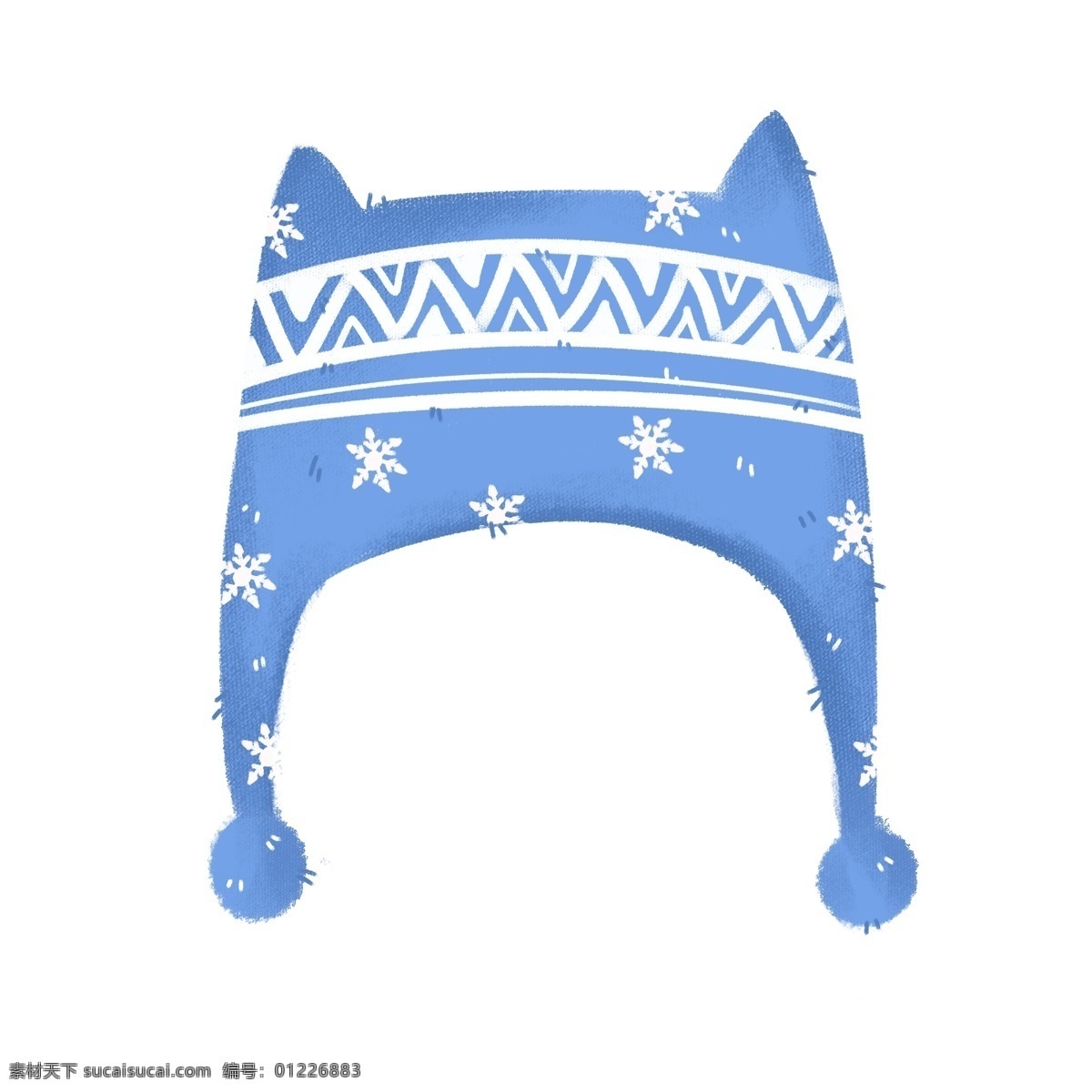 手绘 冬季 保暖 护耳 帽 插画 冬季保暖 护耳帽 保暖用品 生活用品 卡通儿童帽 蓝色儿童帽 手绘帽子