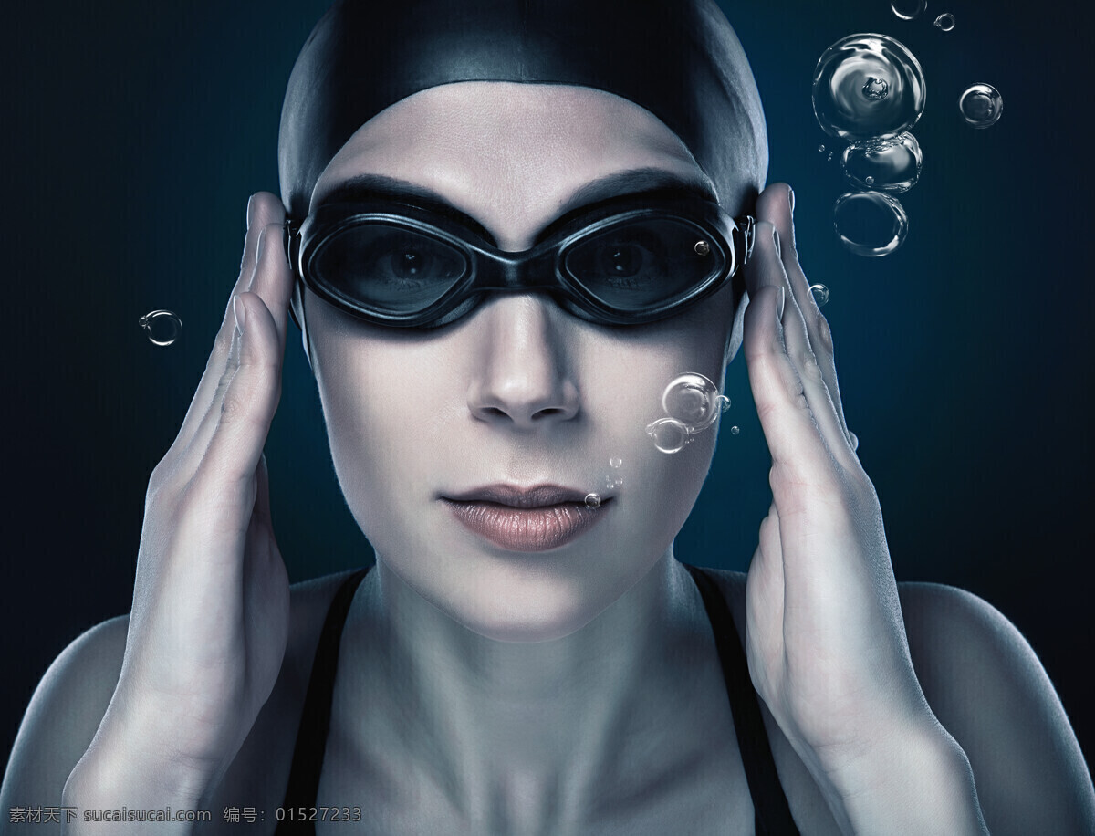 潜水 游泳 运动员 女子 气泡 体育运动 体育项目 生活百科 黑色
