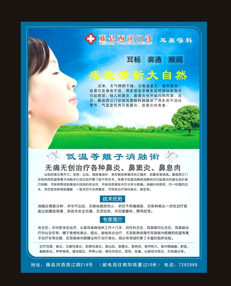 门诊耳鼻喉科 鼻炎 过敏性鼻炎 肥厚性鼻炎 鼻出血 鼻窦炎 鼻息肉 鼻甲肥大 鼻中隔偏曲 鼾症 扁桃体炎 声带息肉 慢性咽炎 声带小结 慢性中耳炎 耳鸣 耳聋 化脓性中耳炎 外耳道炎等 dm宣传单 矢量