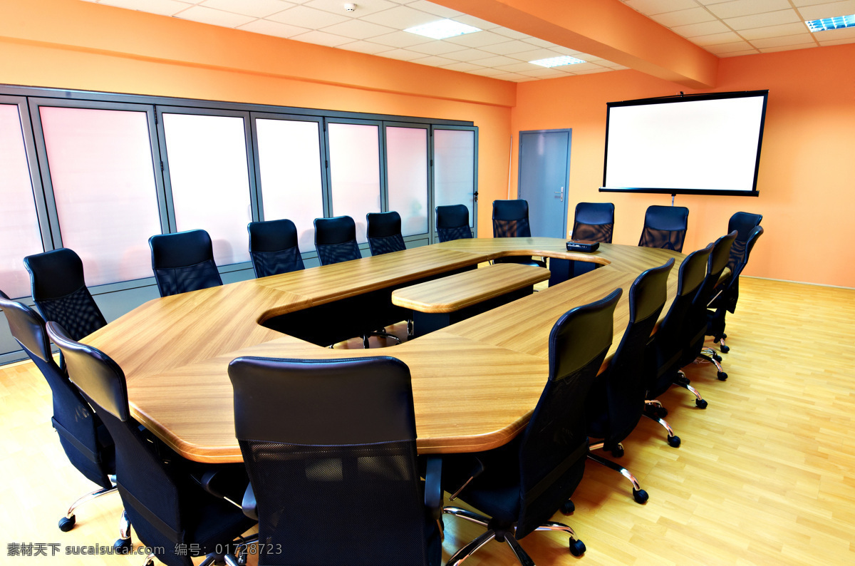 宽敞的会议室 会议桌 椅子 投影仪 室内设计 环境家居 黑色