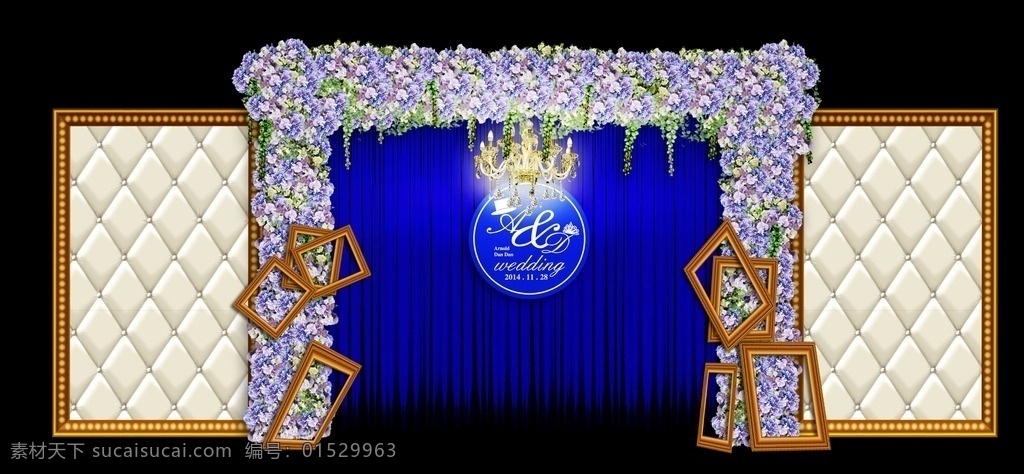 鲜花 拱门 欧式 婚礼 效果 婚礼舞台 鲜花拱门 效果图 欧式婚礼 舞台 展示区 蓝色 分层