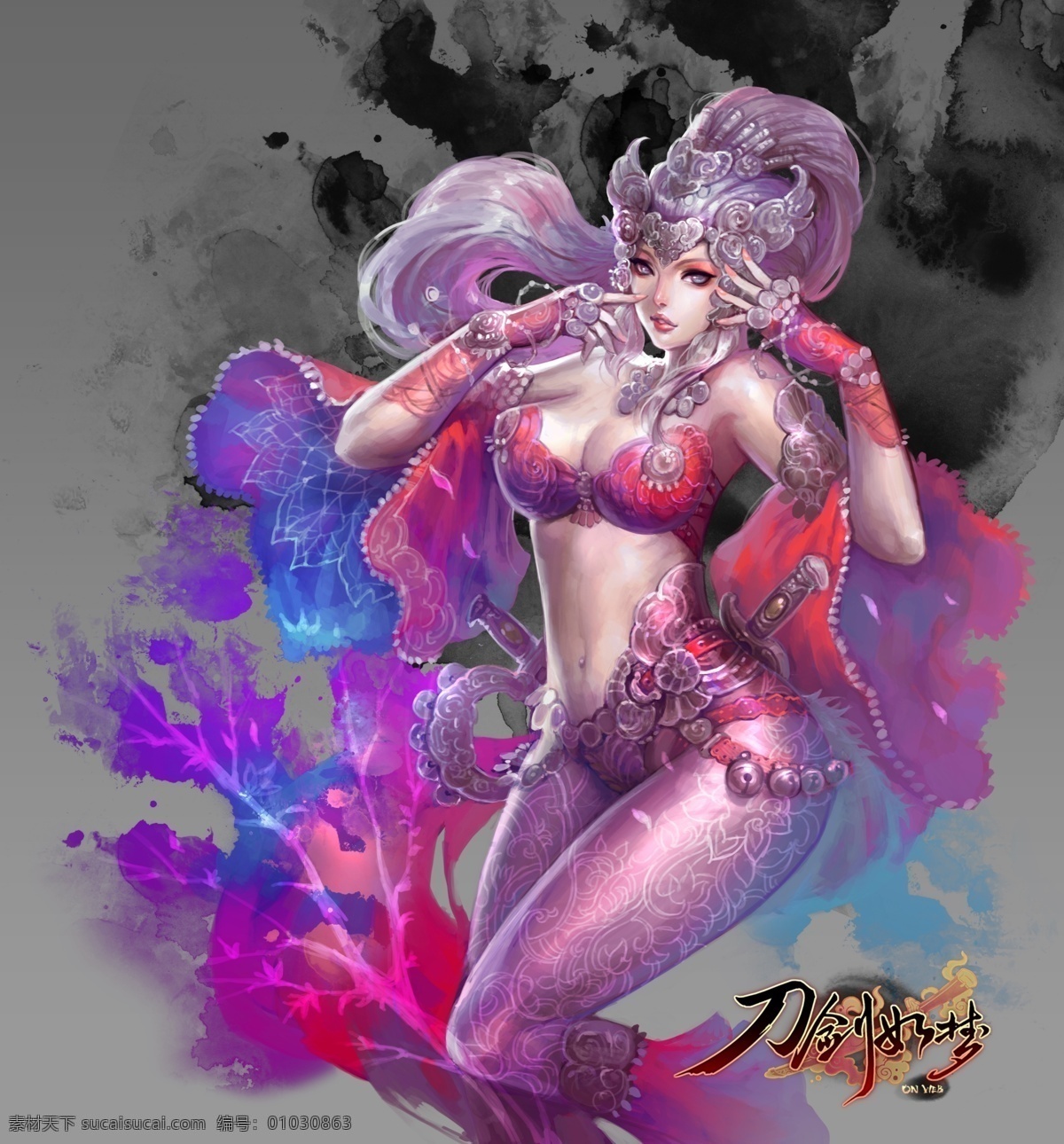 游戏原画 游戏 游戏人物 游戏素材 卡通人物 游戏美女 原画 红衣女 美女 女武将 刀剑如梦 人物 分层 源文件