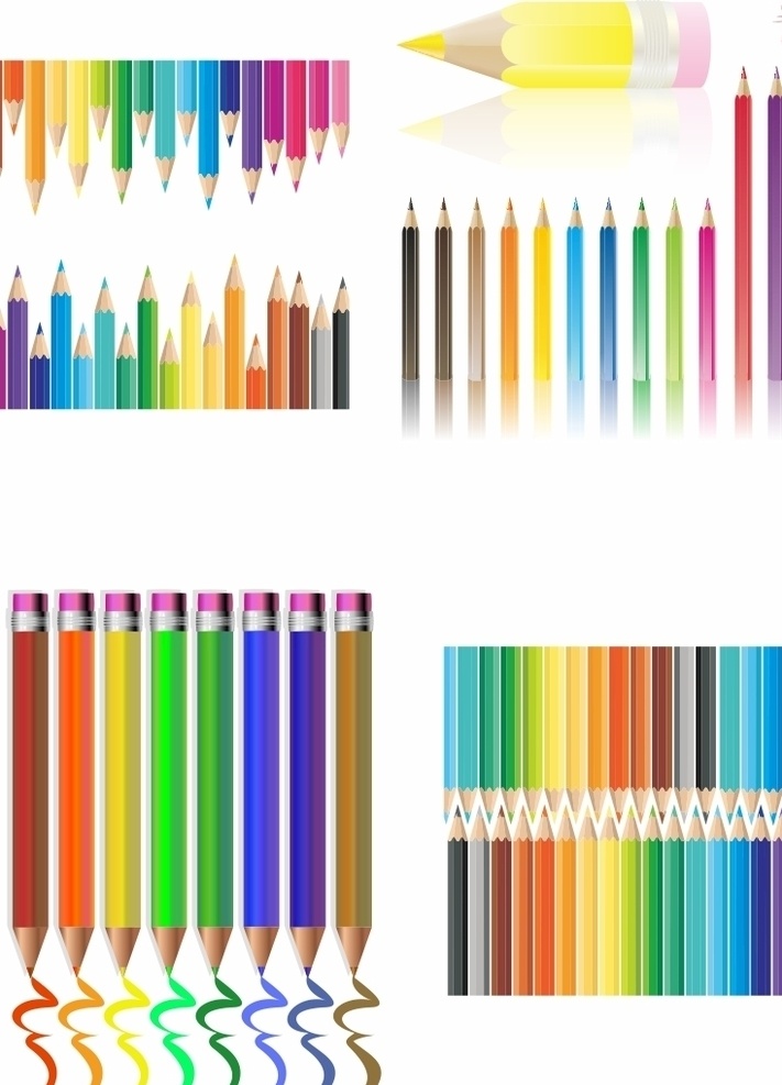 彩色铅笔 学习用品 装饰底纹 矢量 矢量图 生活百科