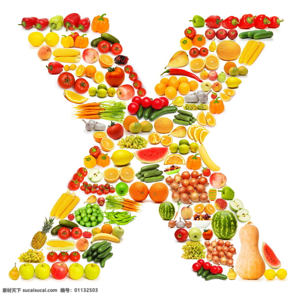 蔬菜水果 组成 字母 x 橙子 葡萄 西红柿 黄瓜 西蓝花 蔬菜 水果 食物 水果蔬菜 餐饮美食 书画文字 文化艺术 白色