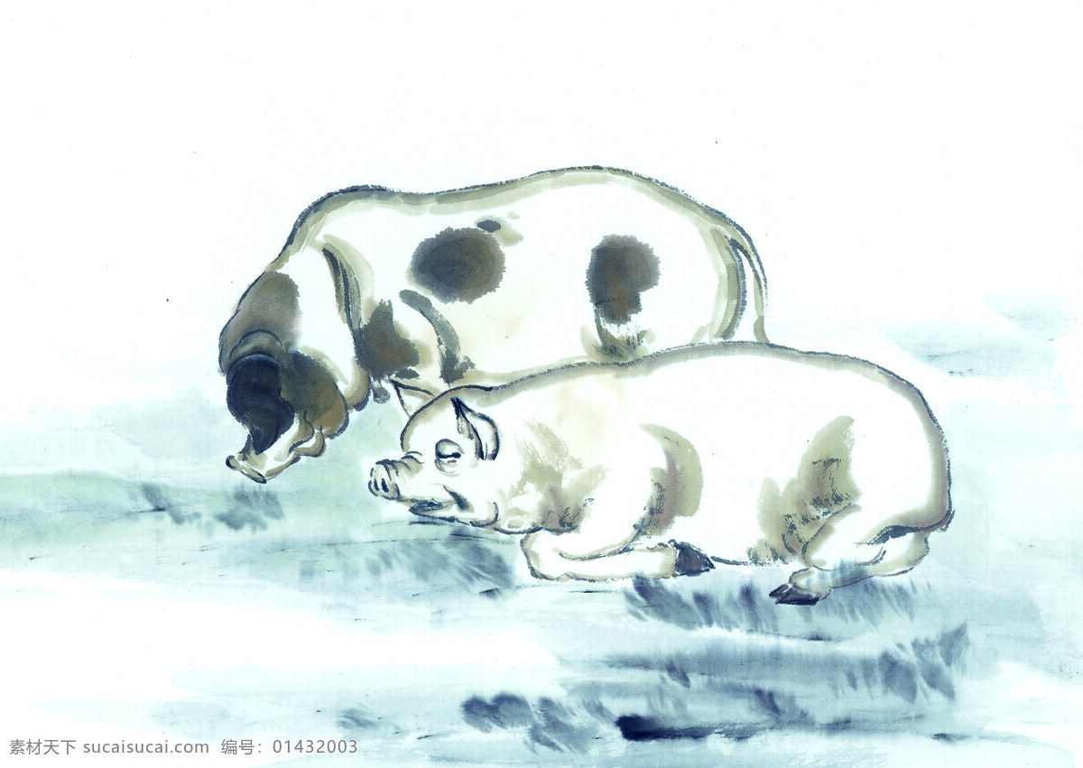 中华 艺术 绘画 古画 动物 猪 中国 古代 传统绘画艺术 美术绘画 名画欣赏 水彩画 水墨画 文化艺术