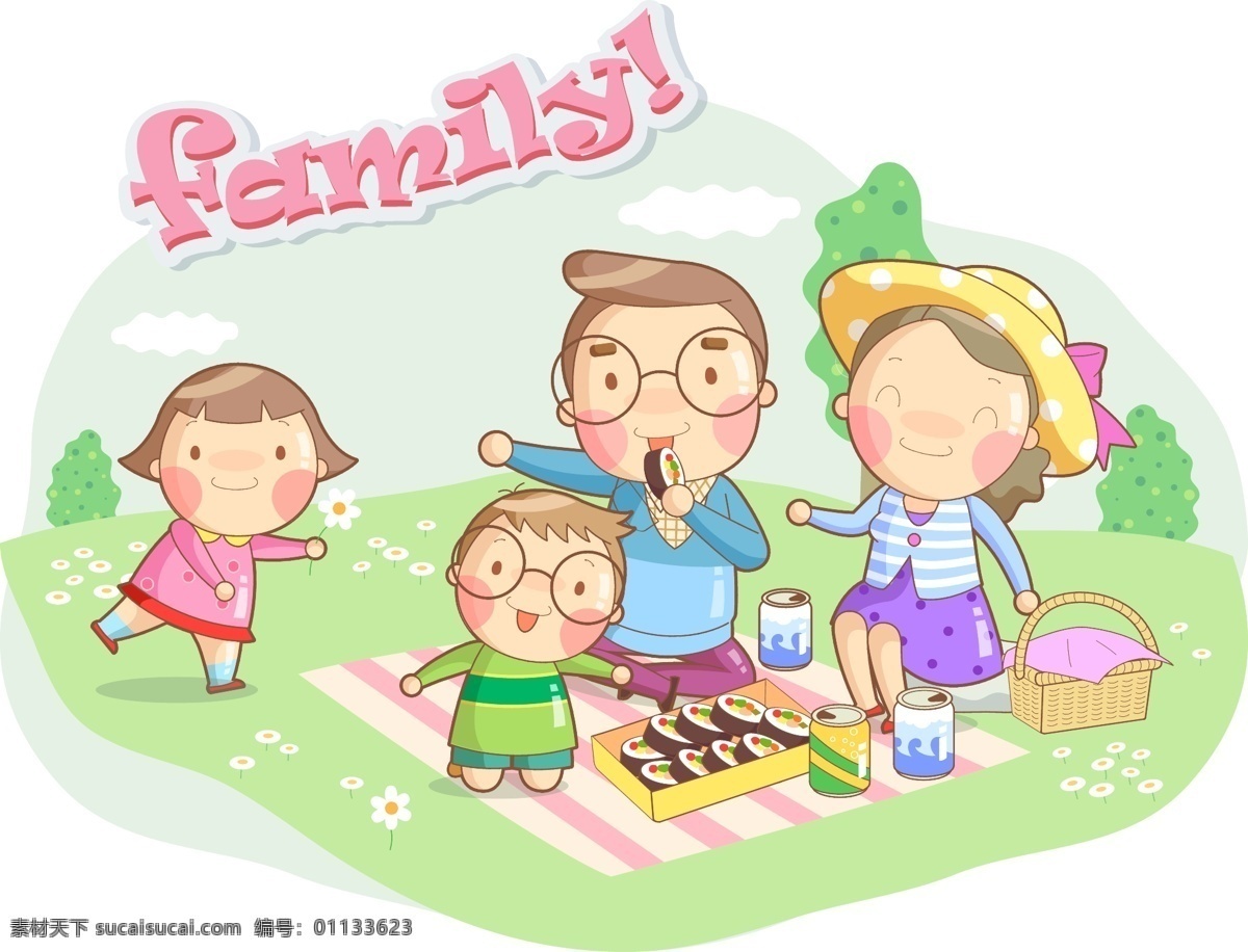 卡通 野餐 矢量 卡通野餐 矢量素材 卡通素材 矢量图 男孩 女孩 爸爸妈妈