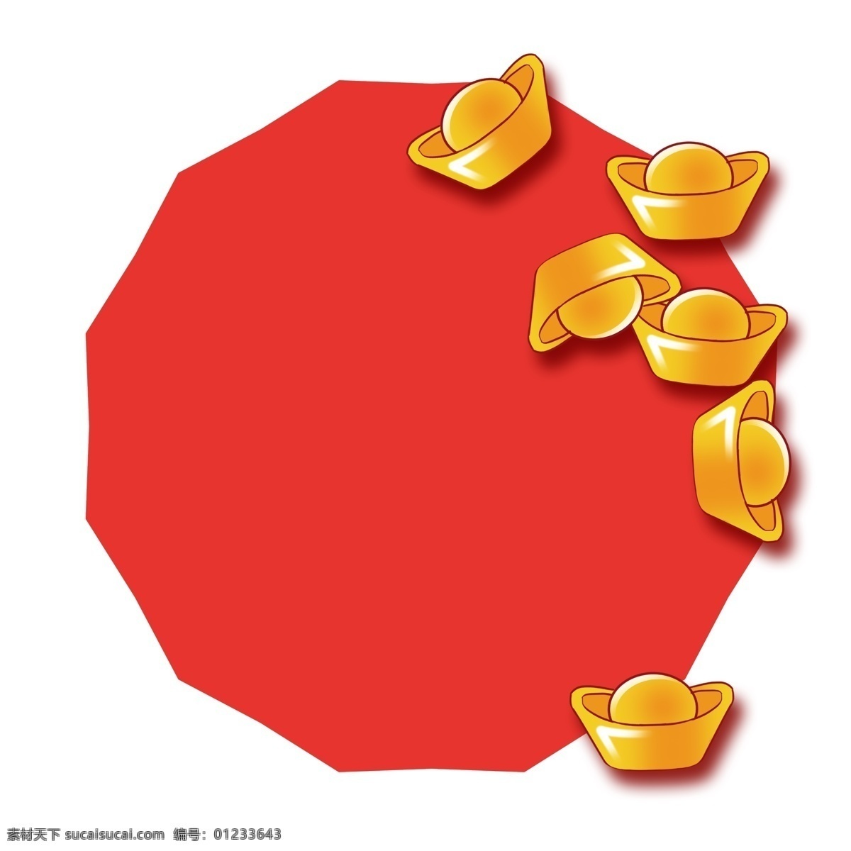 手绘 元宝 金钱 边框 红色的边框 黄色的元宝 掉落的元宝 卡通边框 手绘元旦边框 菱形的边框