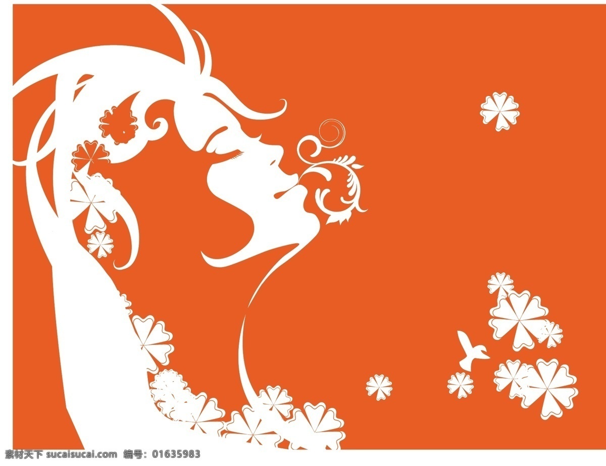 女性 头像 花纹 剪影 矢量 矢量图 矢量人物