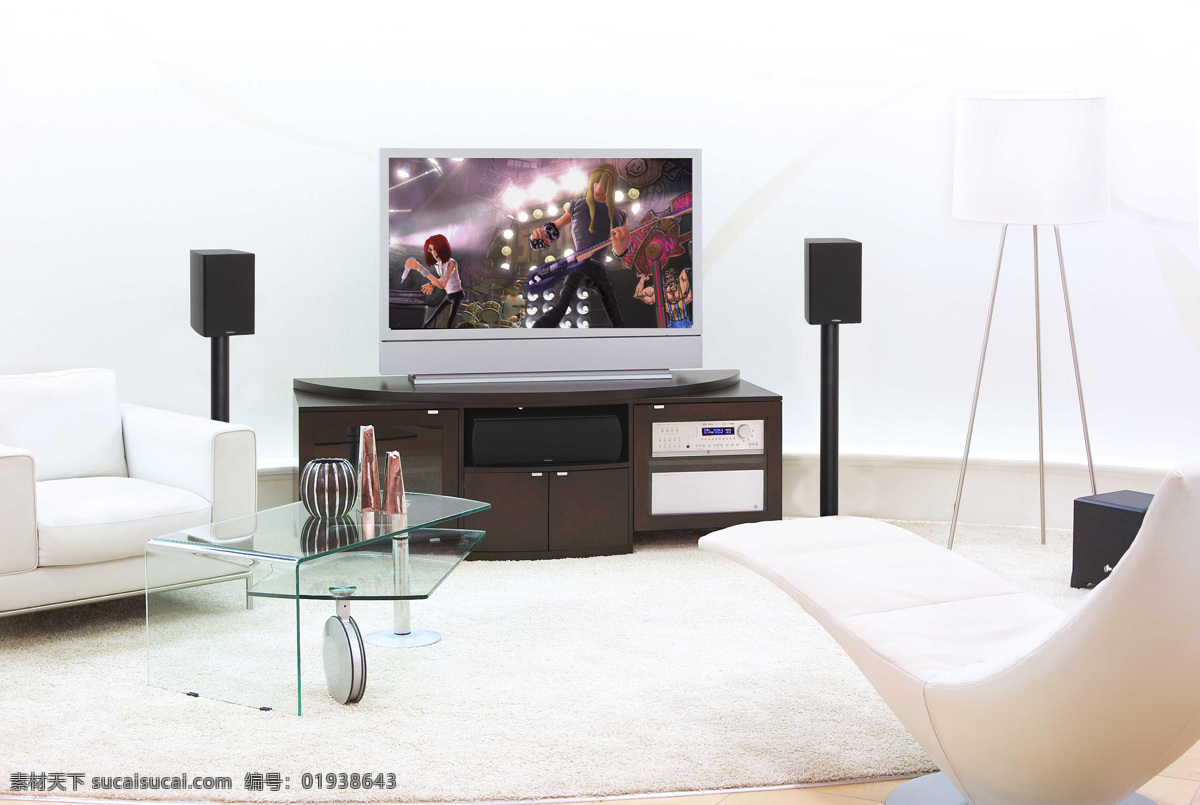 室内装饰 现代装饰 简单 大方 沙发 电视 白色 音箱 室内设计 环境家居