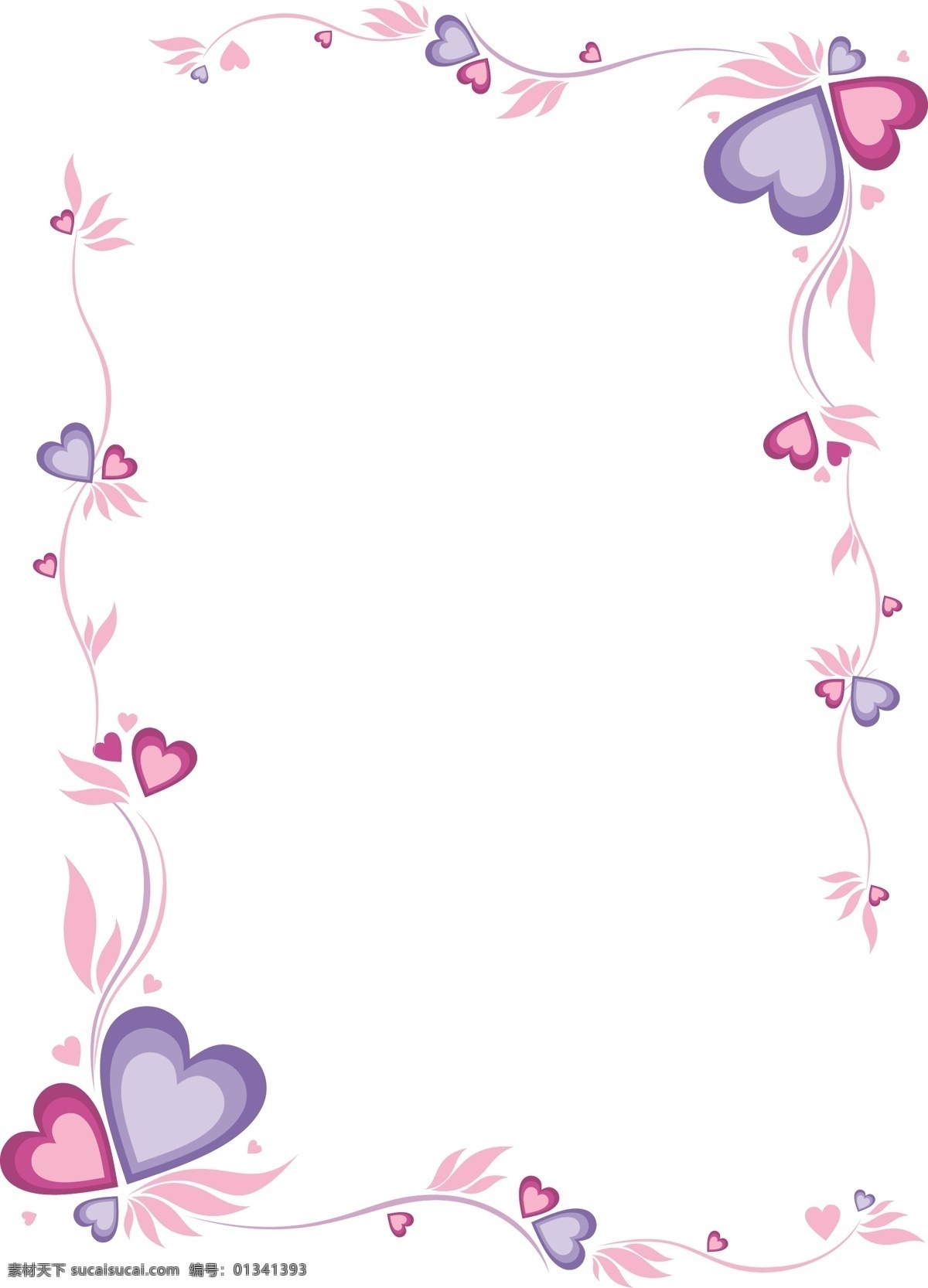 花型 边框 设计素材 矢量素材 心形花纹边框 花型边框4 矢量图