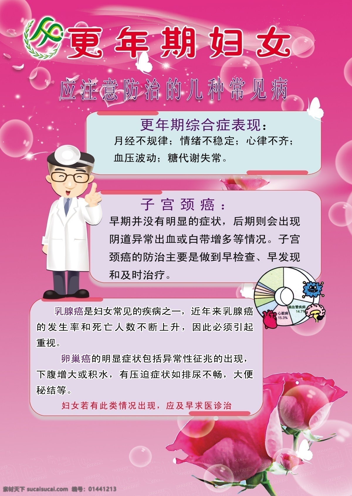 背景 广告设计模板 计生 卡通医生 玫瑰花 源文件 更年期 妇女 模板下载 更年期妇女 制度 psd源文件