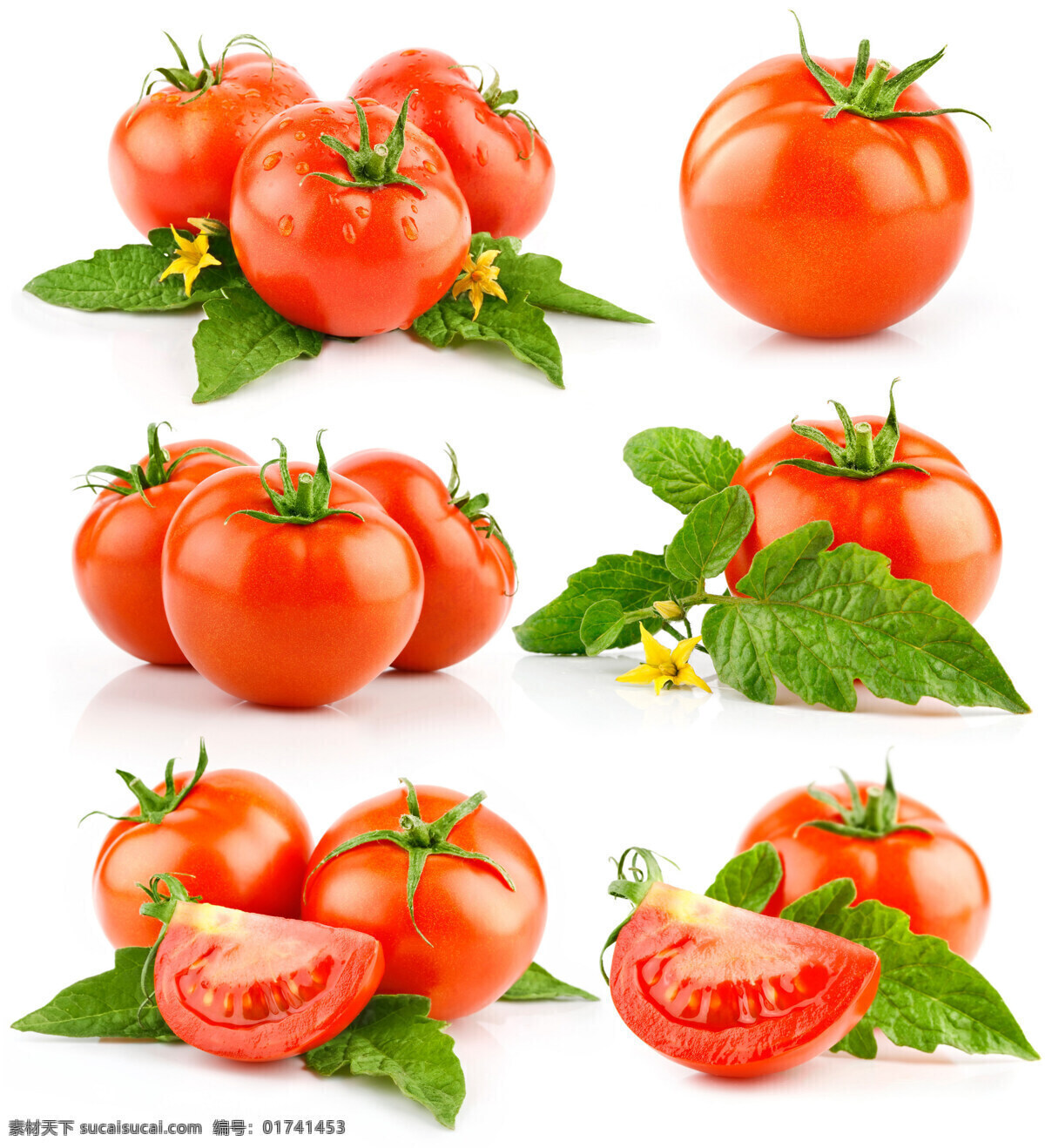红色 西红柿 叶子 水果 蔬菜 切块 食材原料 餐饮美食