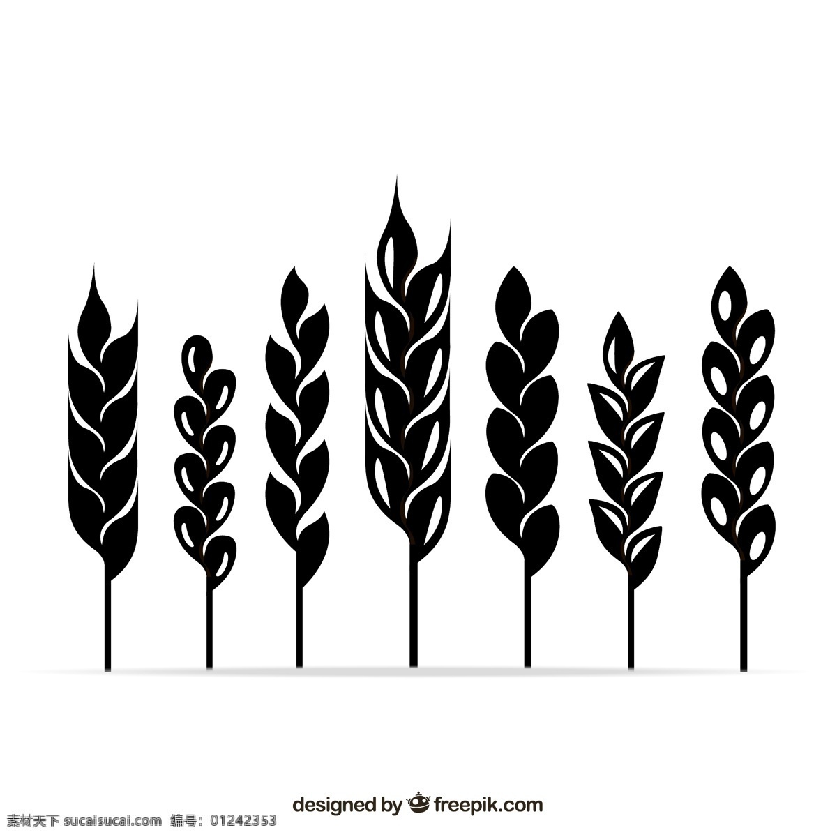 麦穗 剪影 矢量 植物 农作物 收获 秋 小麦 矢量图