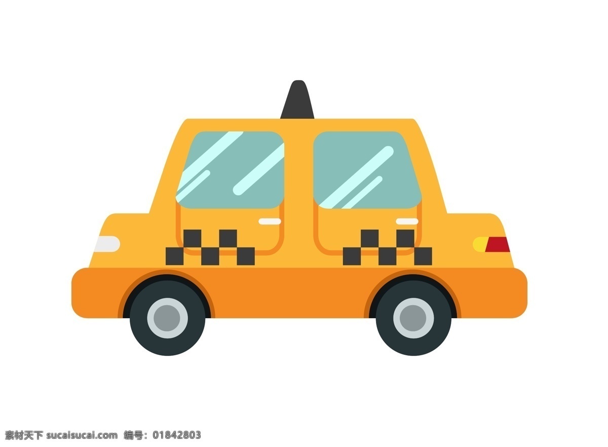 d 车辆 出租车 插画 卡通建筑 交通工具 客机的士 立体