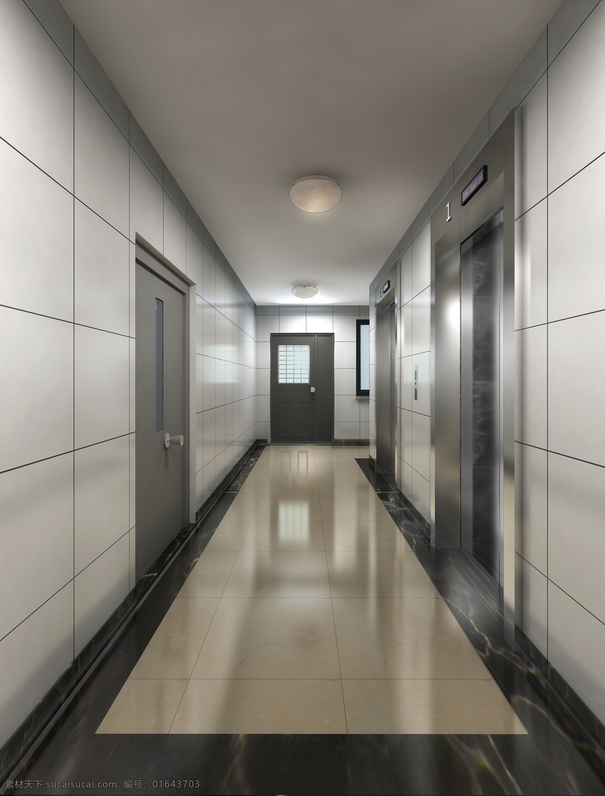 电梯 前 过道 效果图 电梯前 电梯间前 工程工地文件 环境设计 室内设计