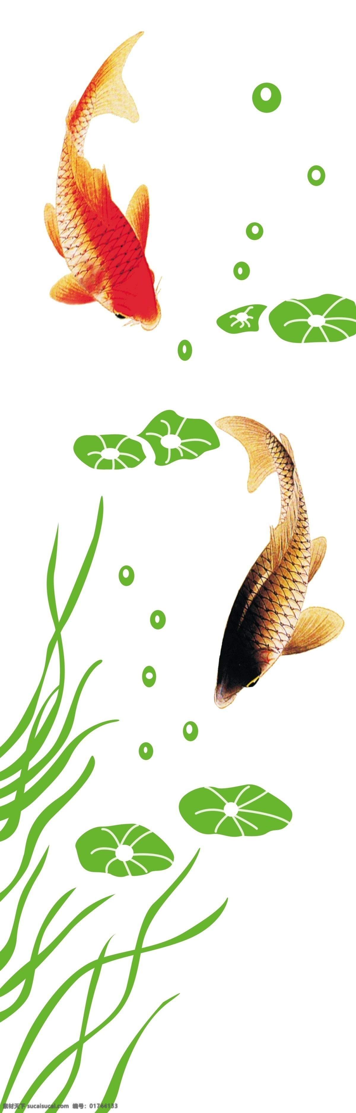 背景图 广告设计模板 荷叶 鲤鱼 平开门 水草 移门 移门图案 荷叶素材下载 荷叶模板下载 源文件 装饰素材