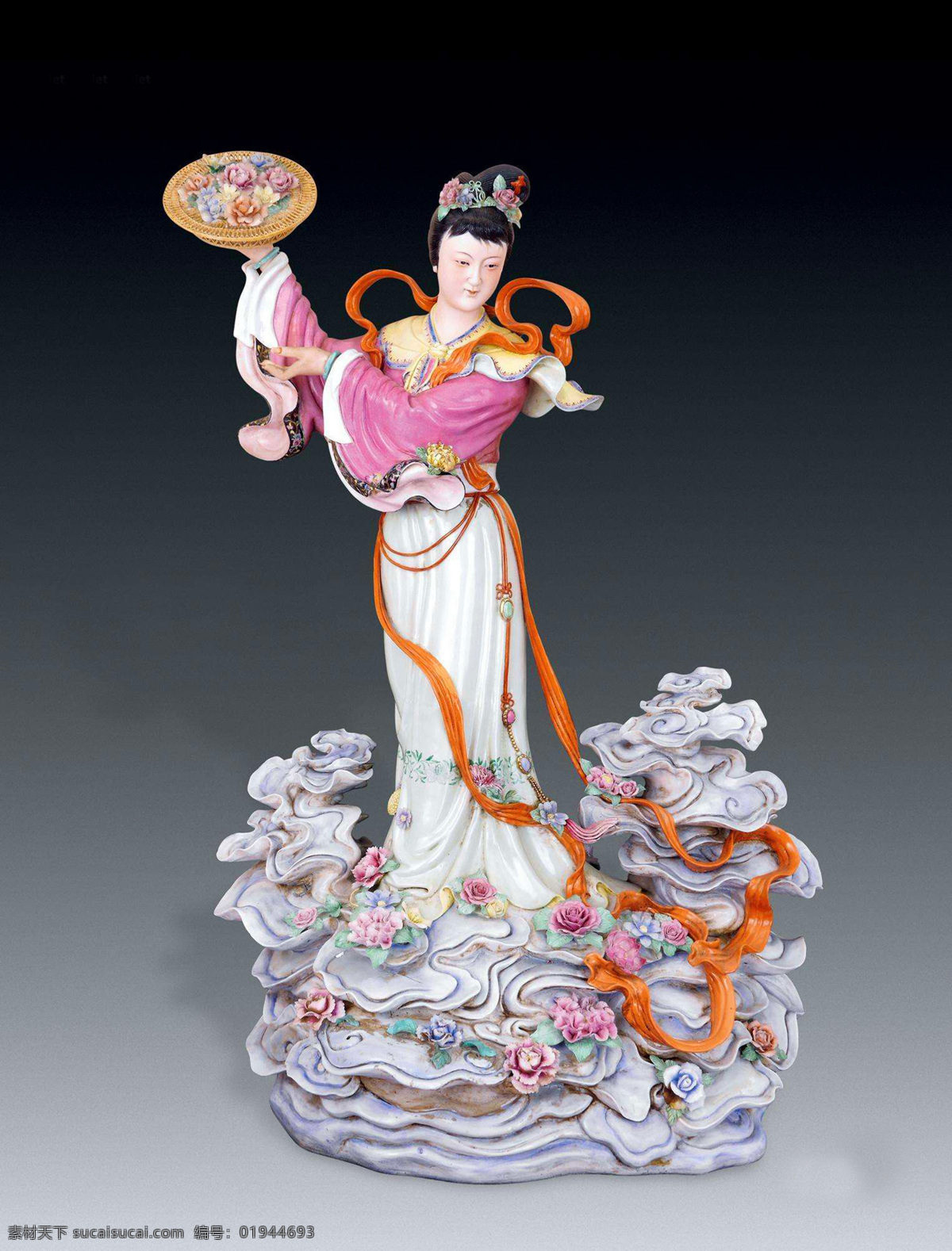 古董 古玩 艺术品 瓷器 仙女散花 文化艺术