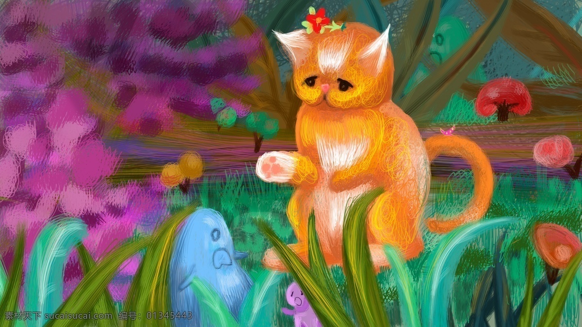 猫咪 森林 小精灵 萌宠 橘色 精灵