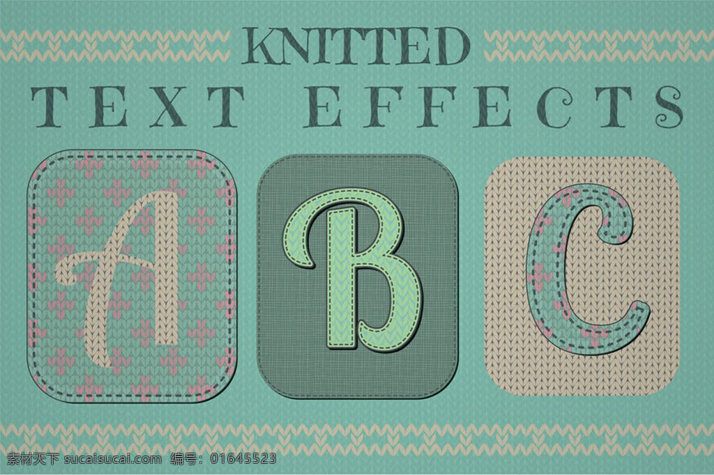 针织 文字 图形 样式 可爱 knittedtexteffectsgraphicstyles 卡通字