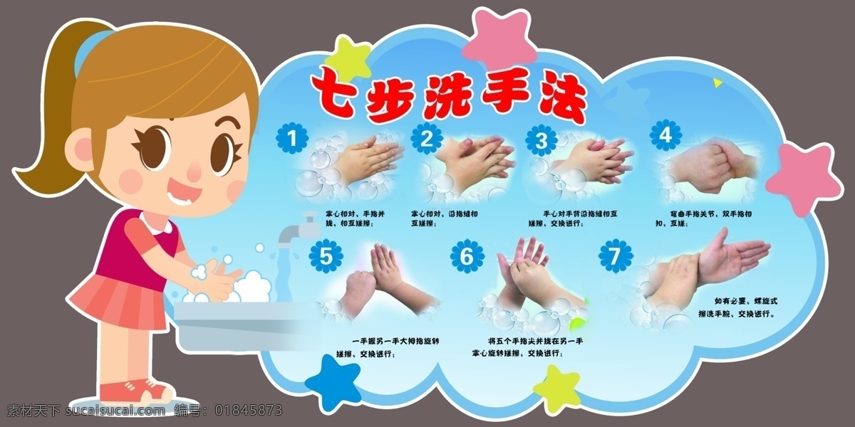七步洗手法 卡通 幼儿 七步洗手 干净 小孩 异形