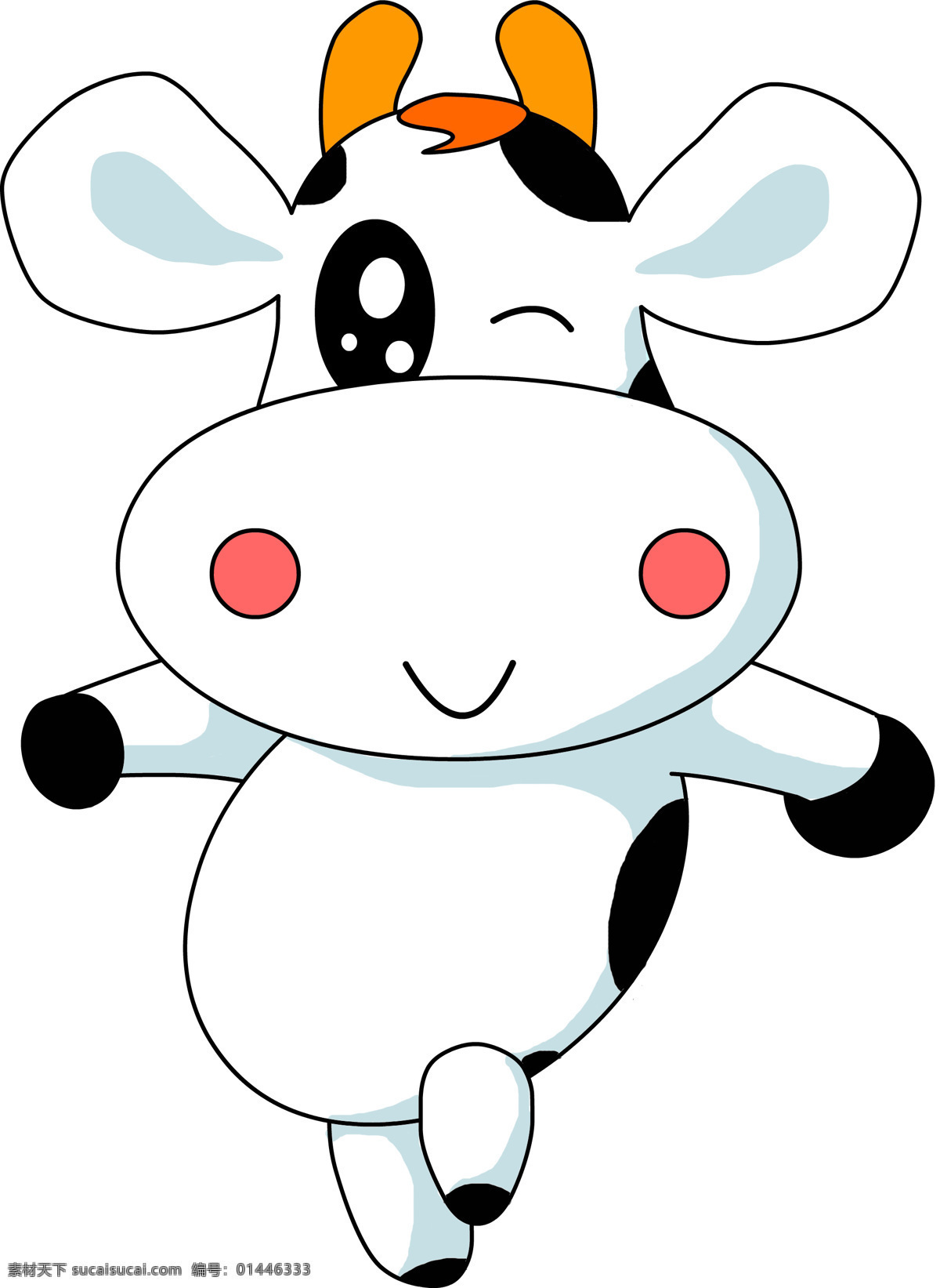 奶牛跳舞 可爱 奶牛 卡通 白色