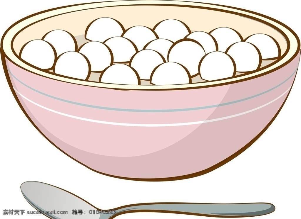 元宵节 美食 食物 卡通 勺子 碗 装饰图案 各类食物 手绘汤圆 节日 矢量素材 矢量