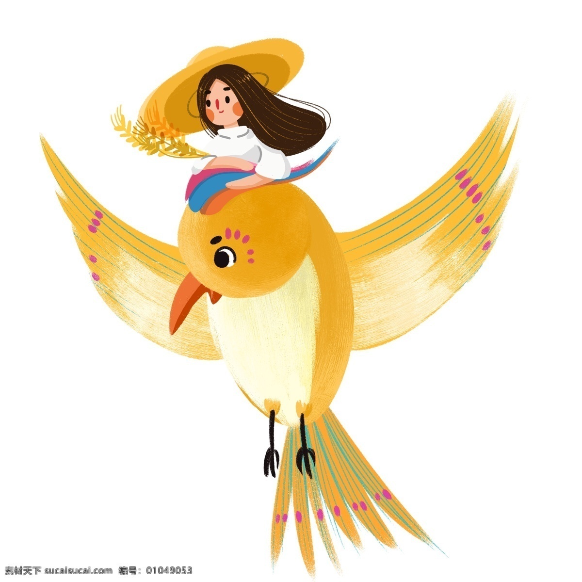 水彩 插画 人物 小鸟 金色 女孩 水彩画 绘画 卡通 彩色 创意 设计元素 简约 现代 时尚 小清新 文艺 文雅 精致精美 绘画手稿