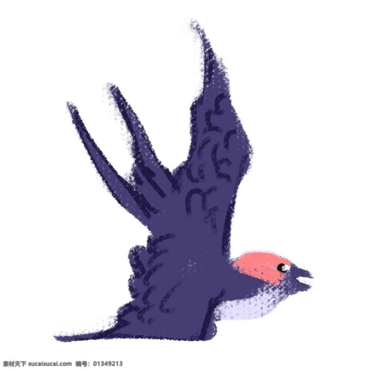 手绘 卡通 小燕子 元素 紫色 动物 透明素材 装饰元素 可爱风