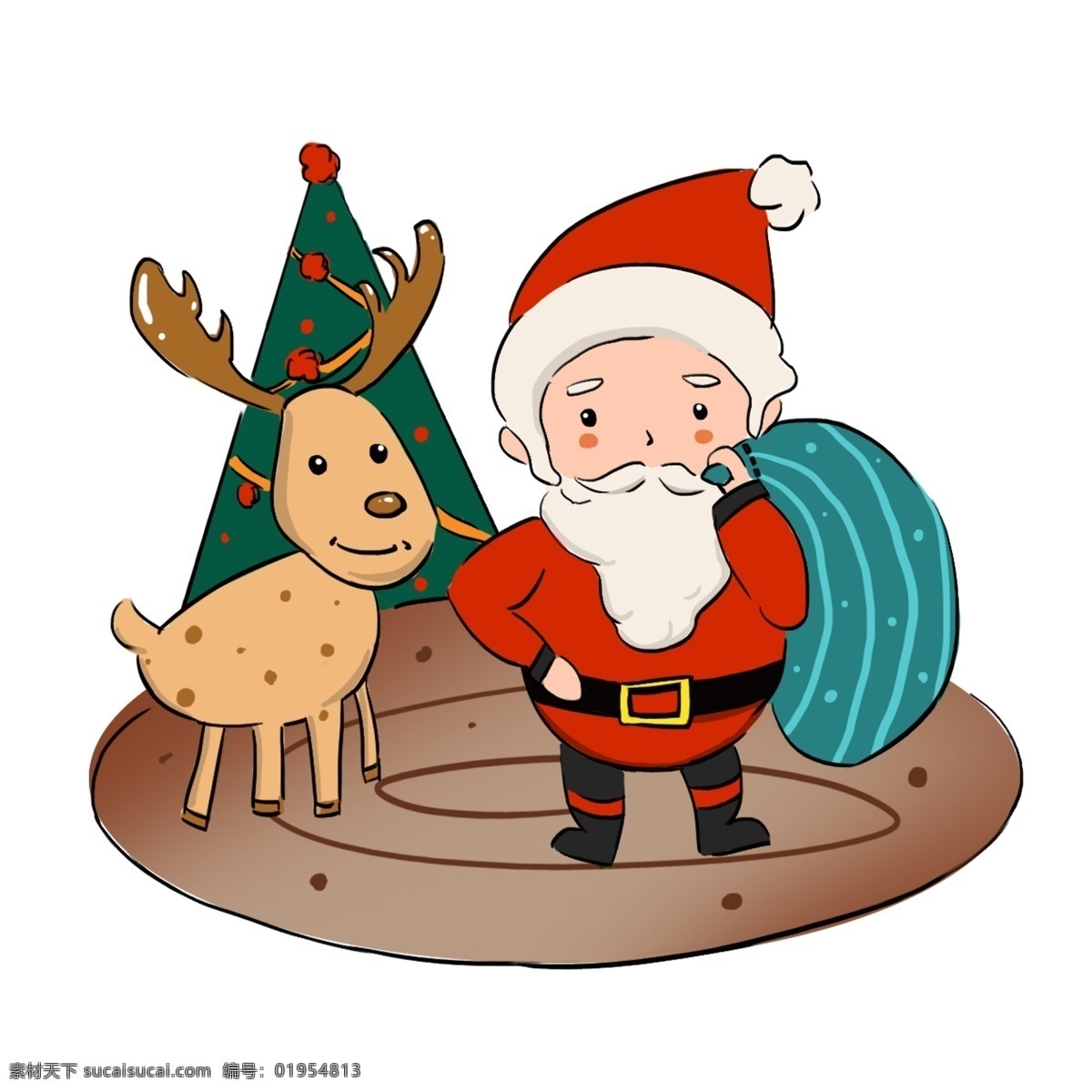 圣诞节 卡通 手绘 圣诞老人 圣诞快乐 手绘人物 圣诞树 圣诞 卡通手绘风 暖色调 西方传统节日