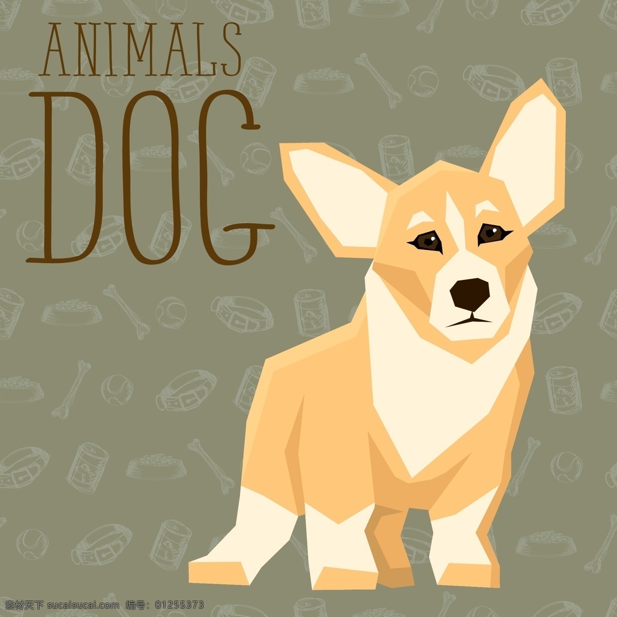 小型 卡通 狗 宠物 展示 矢量 短腿 大耳朵 狗狗 插画 手绘