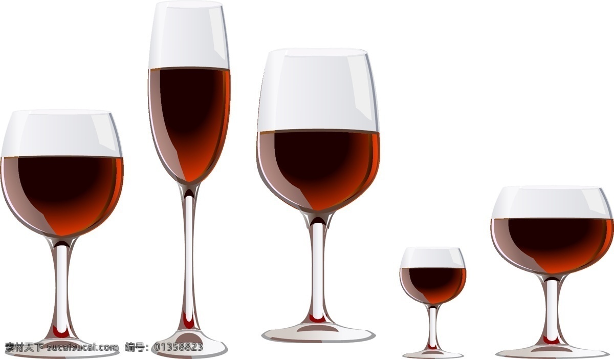 各种 形状 酒杯 矢量 玻璃 材料 红葡萄酒 眼镜 饮料 杯酒 载体