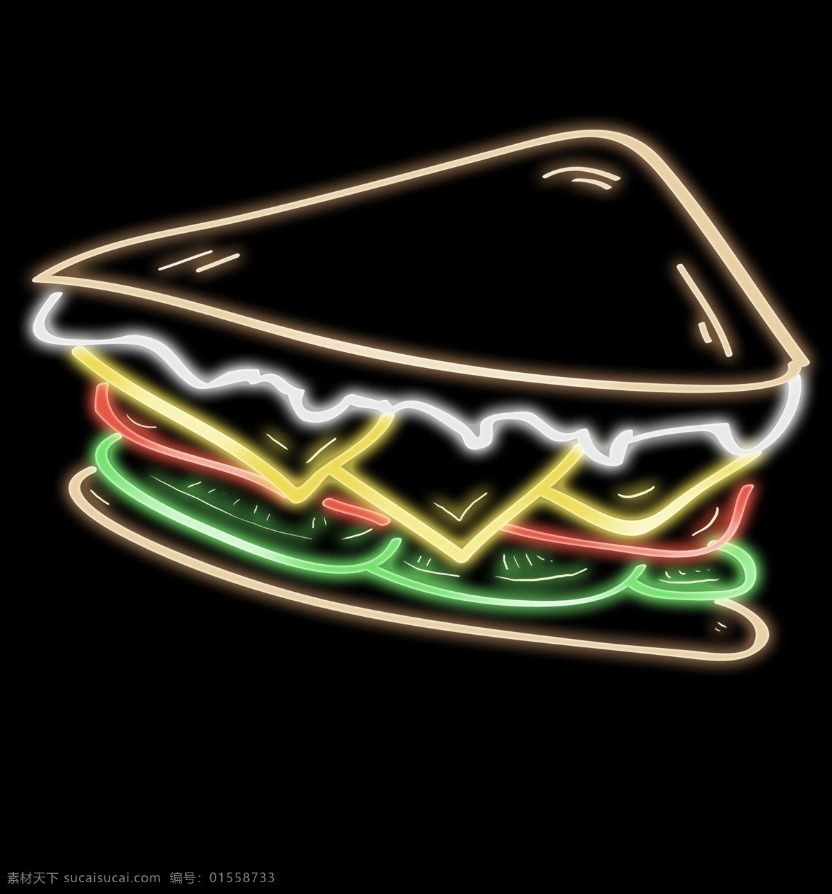 发光 西餐 三明治 发光三明治 发光美食 灯管食物 光感三明治 夏季食物 发光西餐