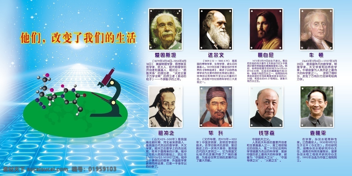 古代 现在 改变 我们 生活 科学家 显微镜 名人 现代 国外 国内 学校 室内 展 版 分层 源文件